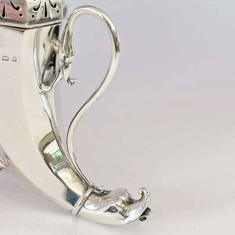 Silver Sugar Castor Birmingham 1904 Dolphin Detail