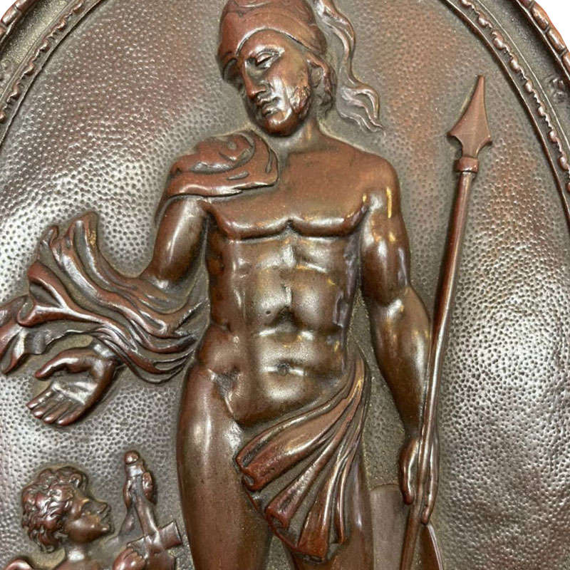 Bronze Wall Plaque Of A Man and Cherub