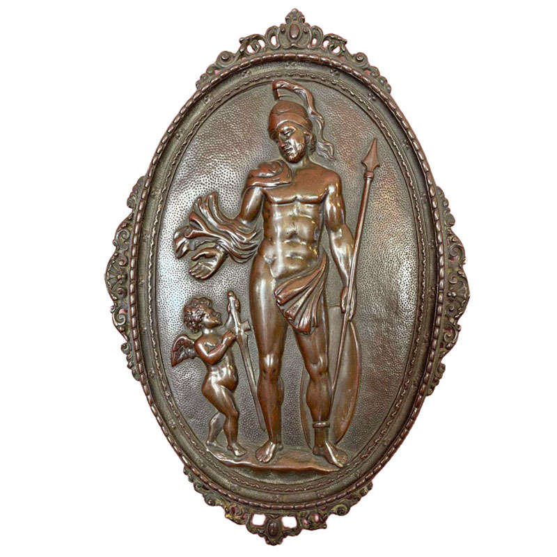 Bronze Wall Plaque Of A Man and Cherub