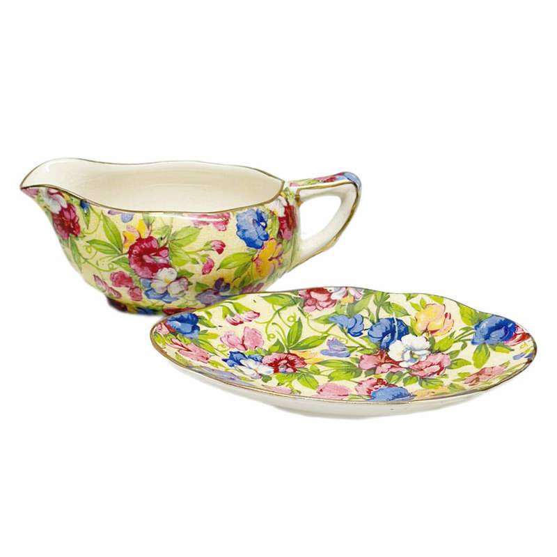 Royal Winton Sweet Pea Sauce Boat and Stand