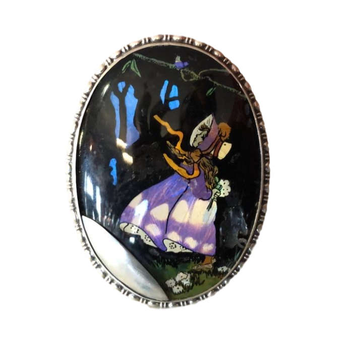 Hallmarked Silver Picture Frame With Butterfly Wing Scene