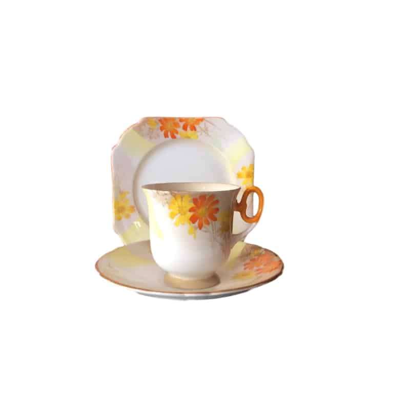 Shelley Tea Trio Orange and Yellow Floral