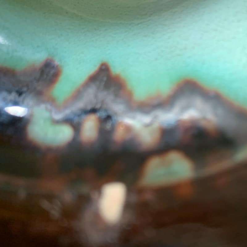 Linnware Scolloped Boat Shaped Green Brown Vase