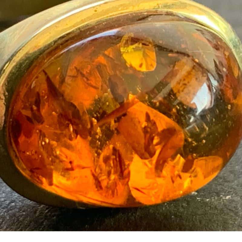 Amber Cabochon Ring Set In 8 Carat Gold
