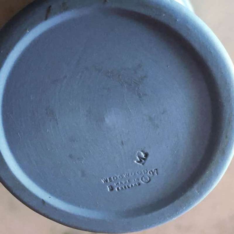 Wedgwood Light Blue Jasperware Vase With Frog