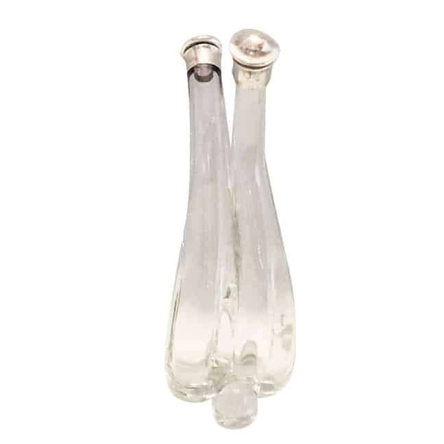 Vinegar and Oil Dispenser Bottle With Silver Mounts