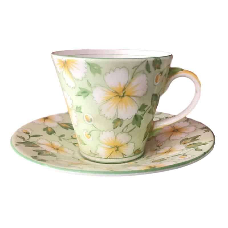 Aynsley White And Yellow Daisy Coffee Duo  b3908