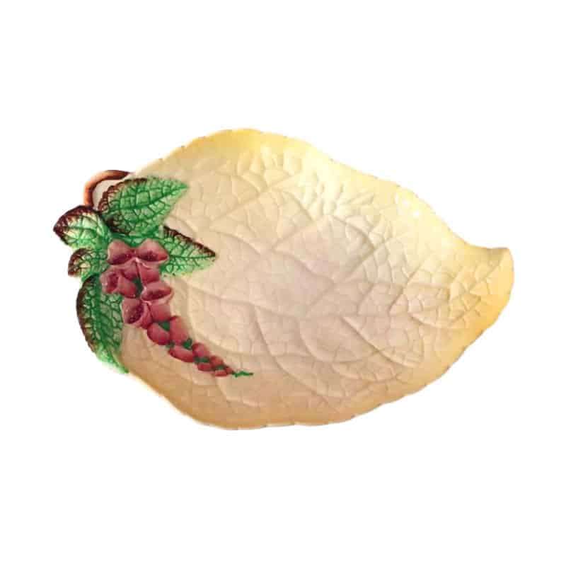 Carlton Ware Foxglove Large Leaf Dish On Yellow Ground