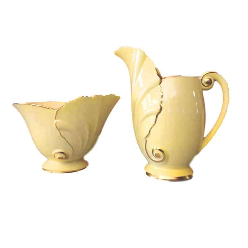 Carlton Ware Yellow Conch Shape Milk and Sugar