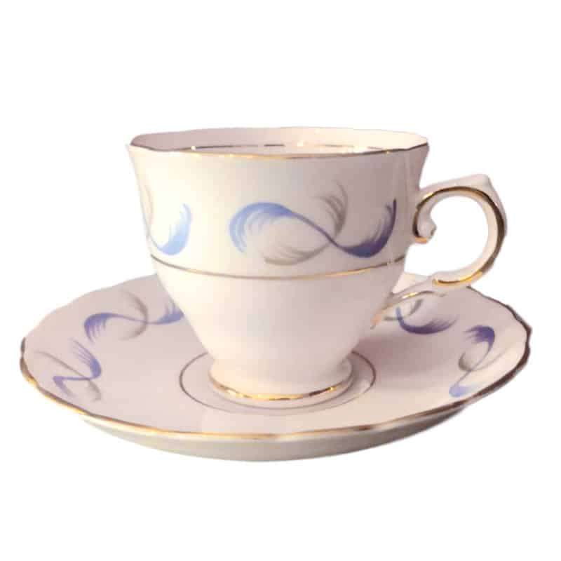 Tuscan China Grey And Blue Feather  Duo s9354h