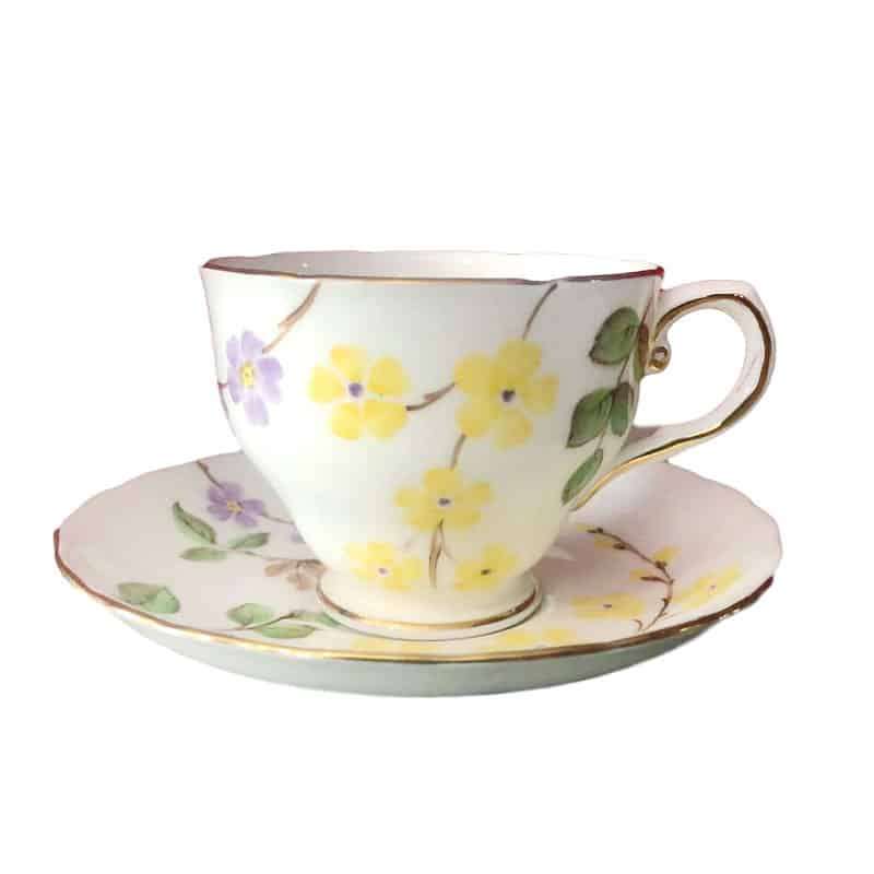 Tuscan China Yellow and Purple  Flowers Duo c8913s