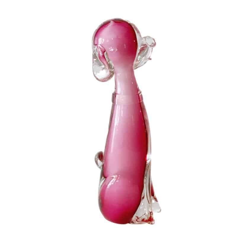 Archimede Suguso Murano Opal Pink Seated Hand Blown Glass Dog