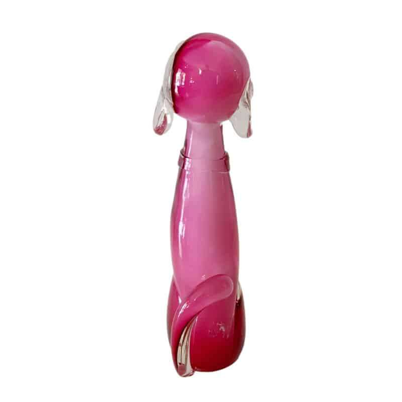Archimede Suguso Murano Opal Pink Seated Hand Blown Glass Dog
