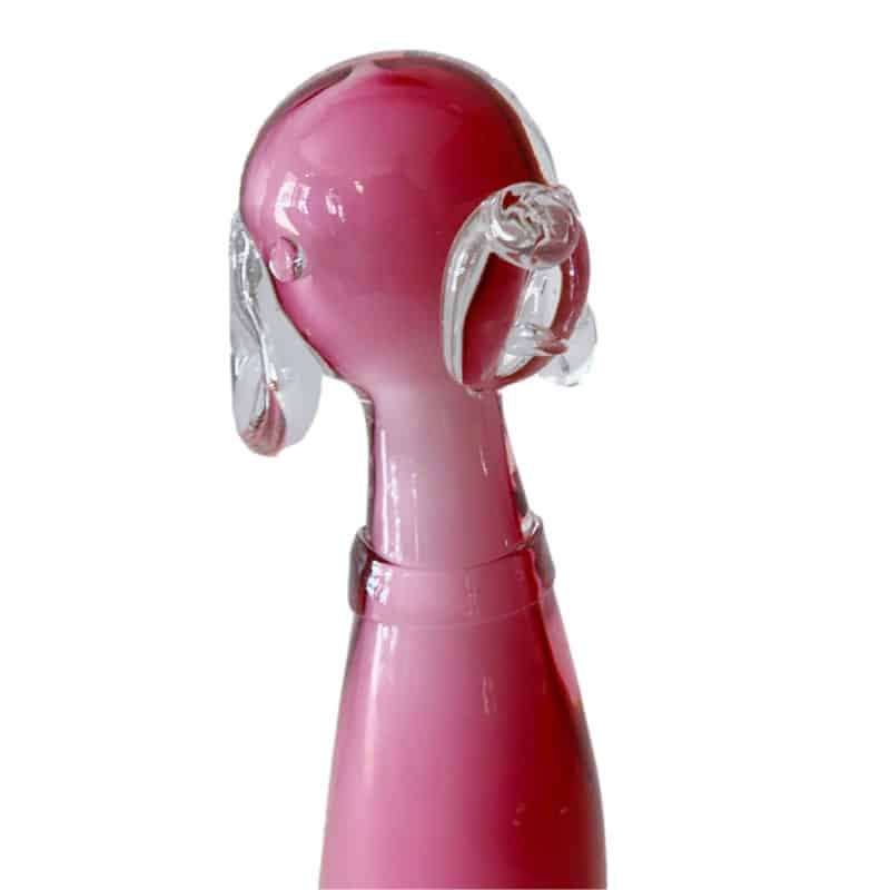 Archimede Suguso Murano Opal Pink Seated Hand Blown Glass Dog