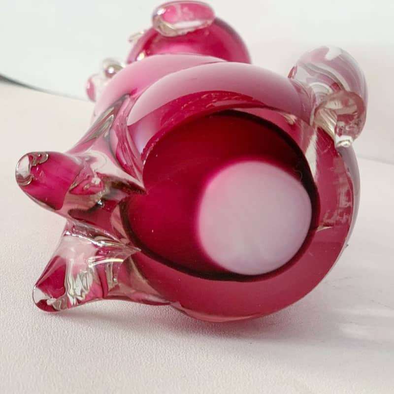 Archimede Suguso Murano Opal Pink Seated Hand Blown Glass Dog