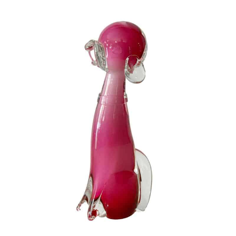 Archimede Suguso Murano Opal Pink Seated Hand Blown Glass Dog