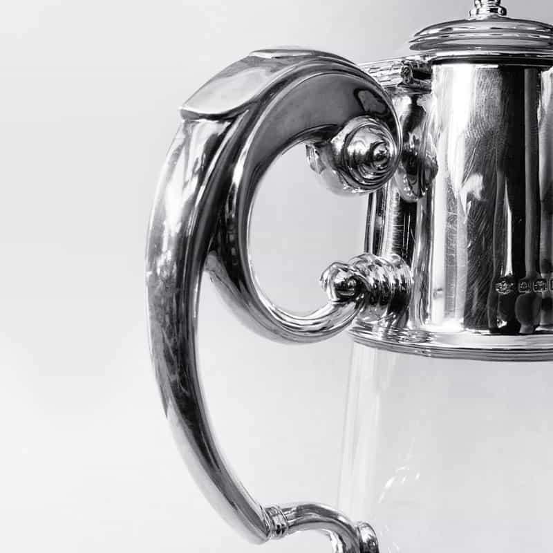 George V Clear Glass Silver Mounted Claret Jug Birm 1911
