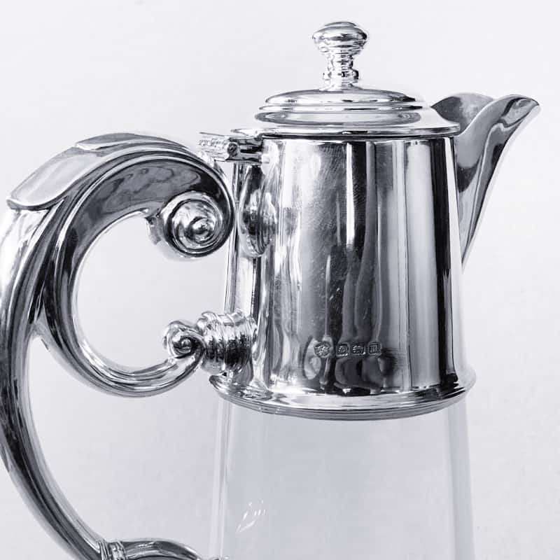 George V Clear Glass Silver Mounted Claret Jug Birm 1911