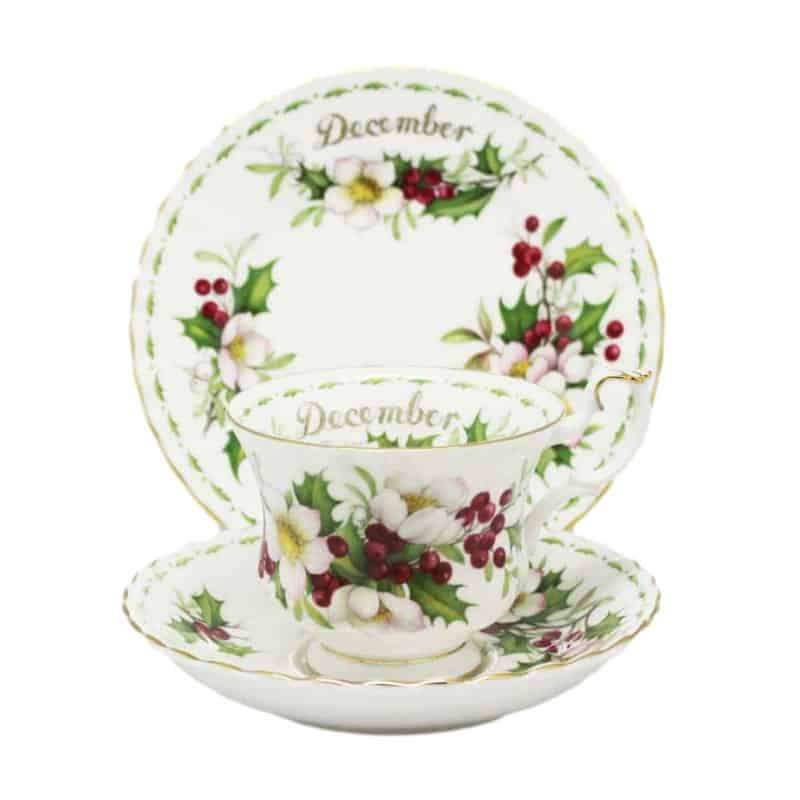 Royal Albert Flowers Of The Month December Christmas Rose Pattern Trio