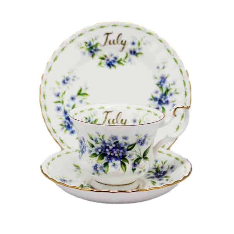 Royal Albert Flowers Of The Month July Forget Me Not Pattern Trio