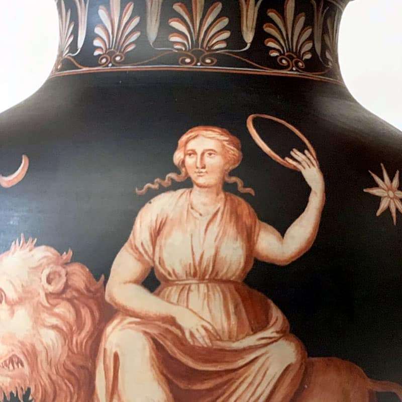 Wedgwood Encaustic Decorated Black Urn Vase