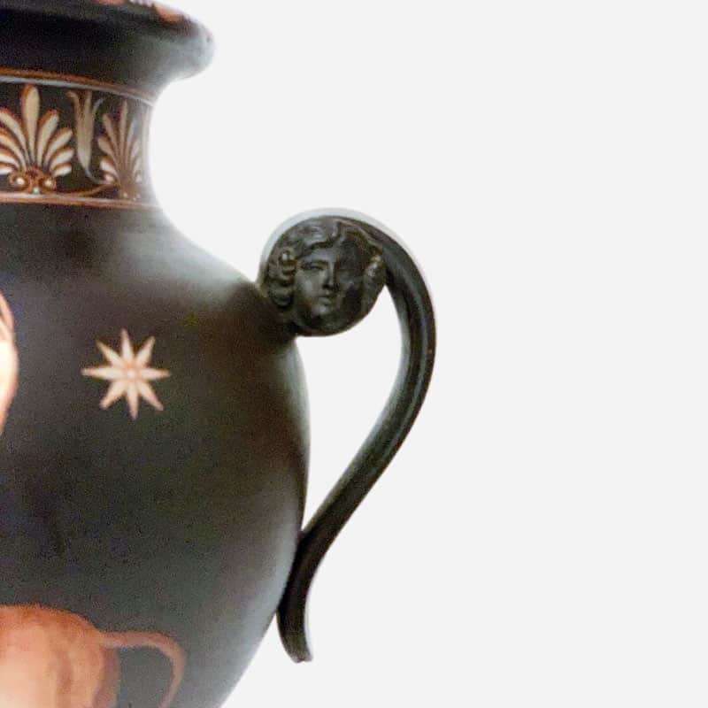 Wedgwood Encaustic Decorated Black Urn Vase