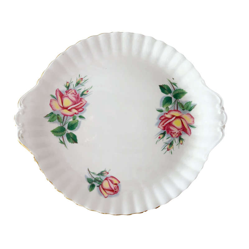 Royal Albert Yellow Pink Rose Sweetheart Series Cake Plate