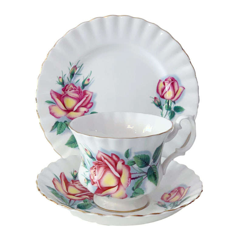 Royal Albert Yellow Pink Rose Sweetheart Series Trio