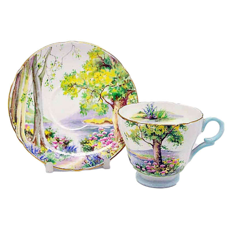 Shelley Woodlands Pattern Coffee Cup and Saucer