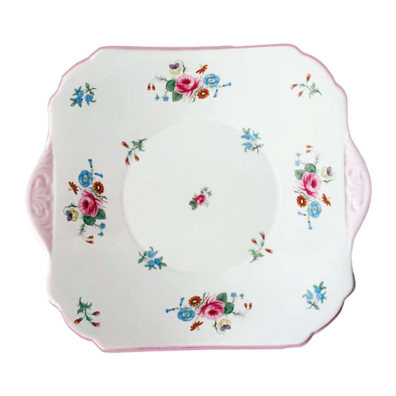 Shelley Rosebud Pink Large Cake Plate 10425