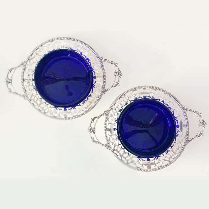 Rare Hallmarked Silver Pair Caviar Dishes London 1934