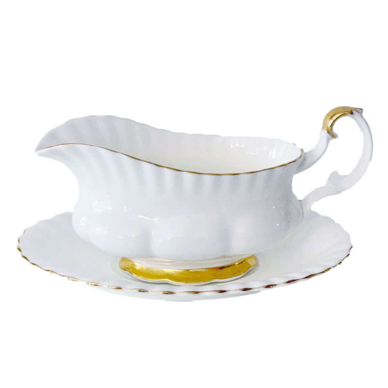 Royal Albert Gravy Boat and Stand Val D'Or