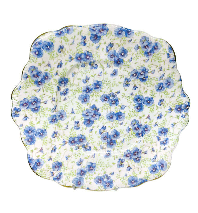 Royal Albert Chintz Blue Pansy Cake Plate