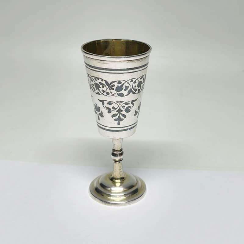 Russian Silver Kiddush Cup Niello