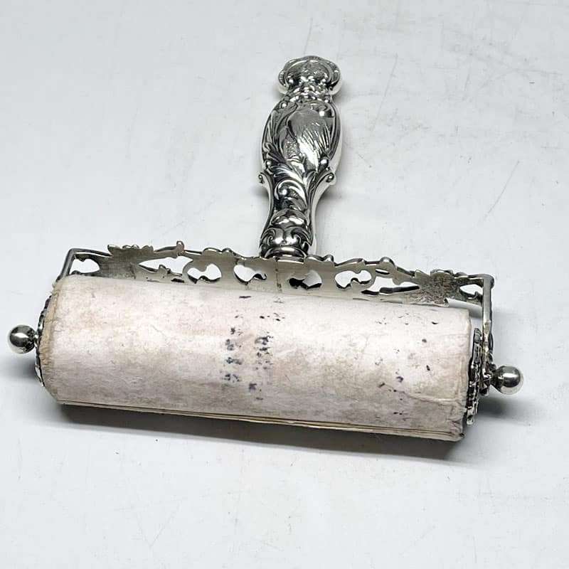 Victorian Silver Ornate Roller Blotter Desk Accessory
