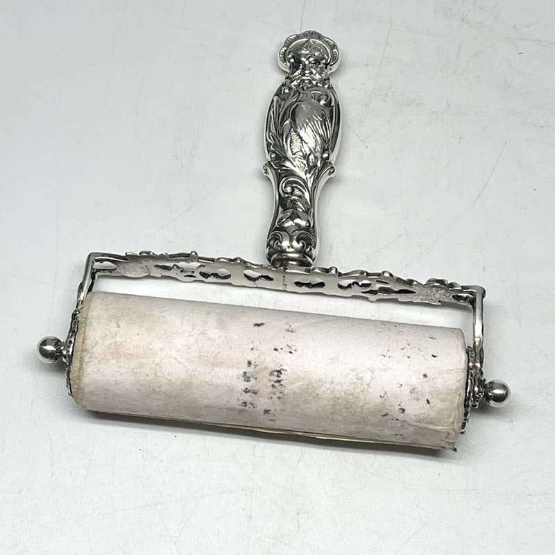 Victorian Silver Ornate Roller Blotter Desk Accessory