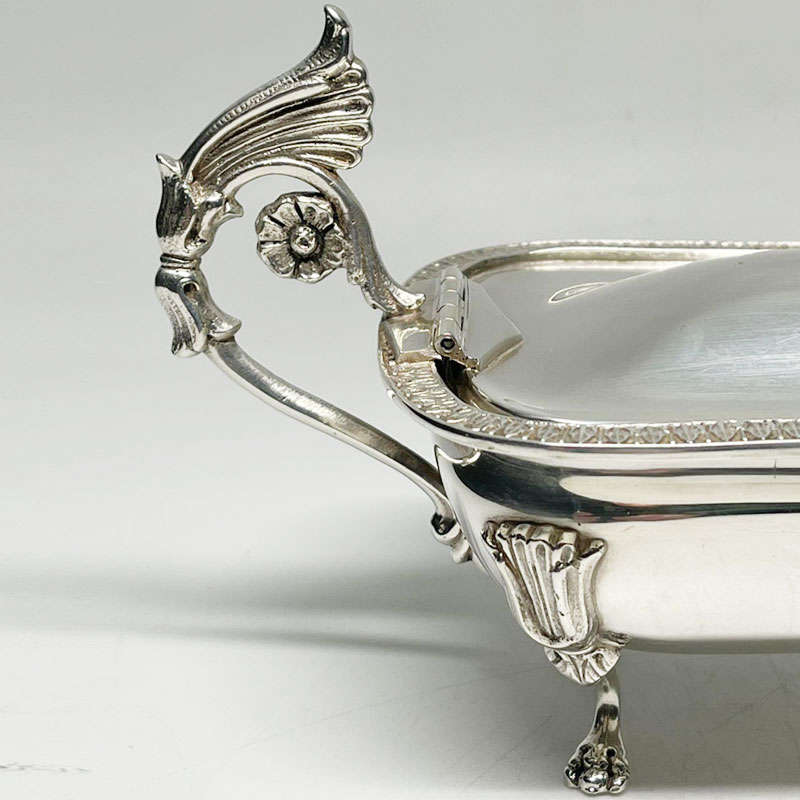 German Silver Caviar Dish With Hinge Lid
