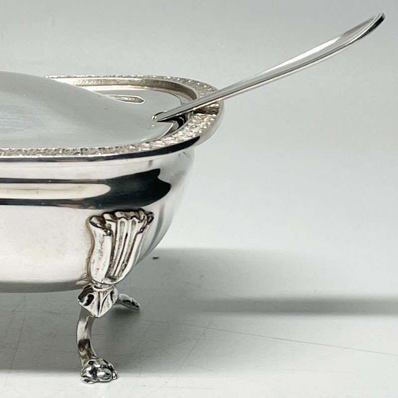 German Silver Caviar Dish With Hinge Lid