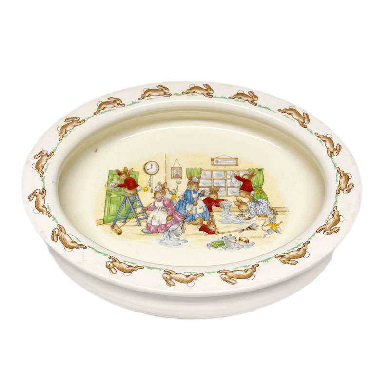Rare Royal Doulton Bunnykins Cleaning House Porridge Bowl