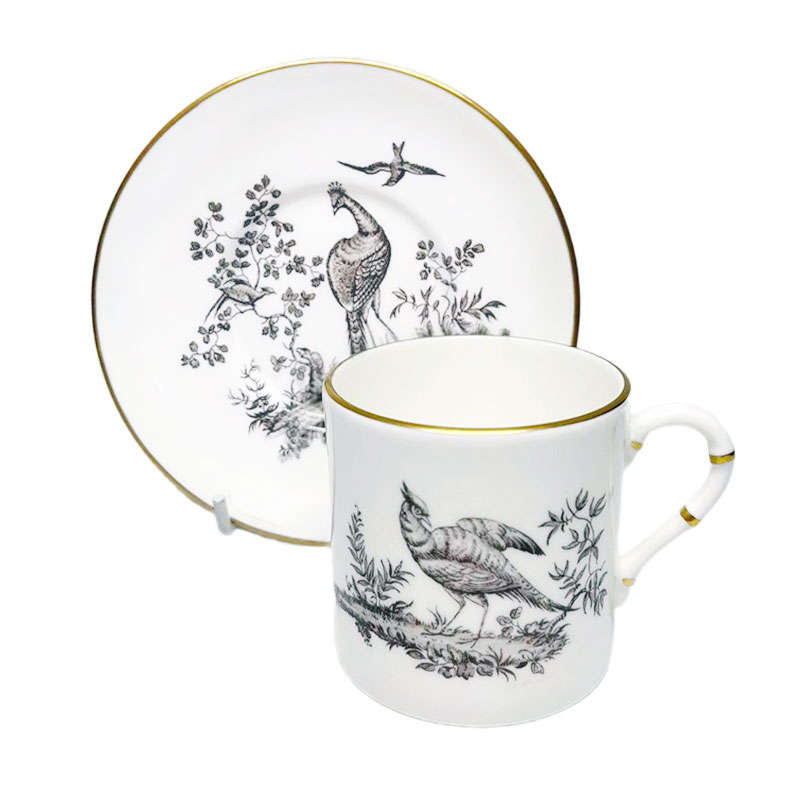Royal Worcester Demitasse Duo Peacock Design