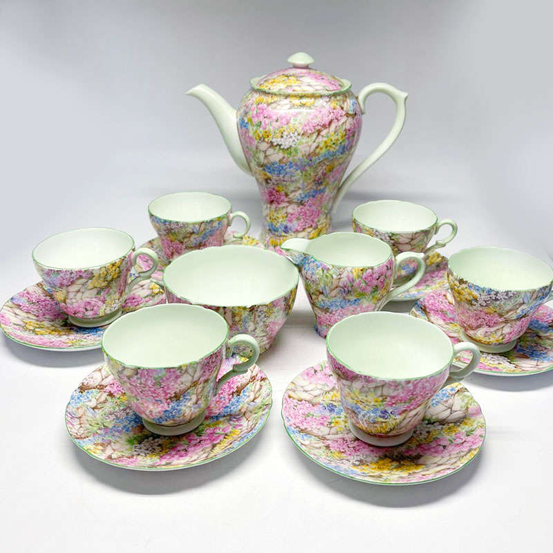 Shelley Rock Garden Pattern Coffee Set Chintz