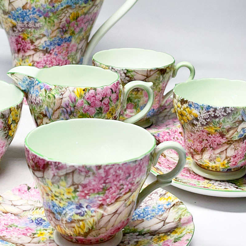 Shelley Rock Garden Pattern Coffee Set Chintz