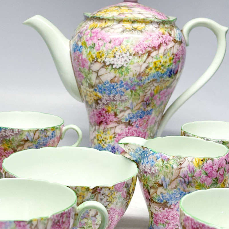 Shelley Rock Garden Pattern Coffee Set Chintz