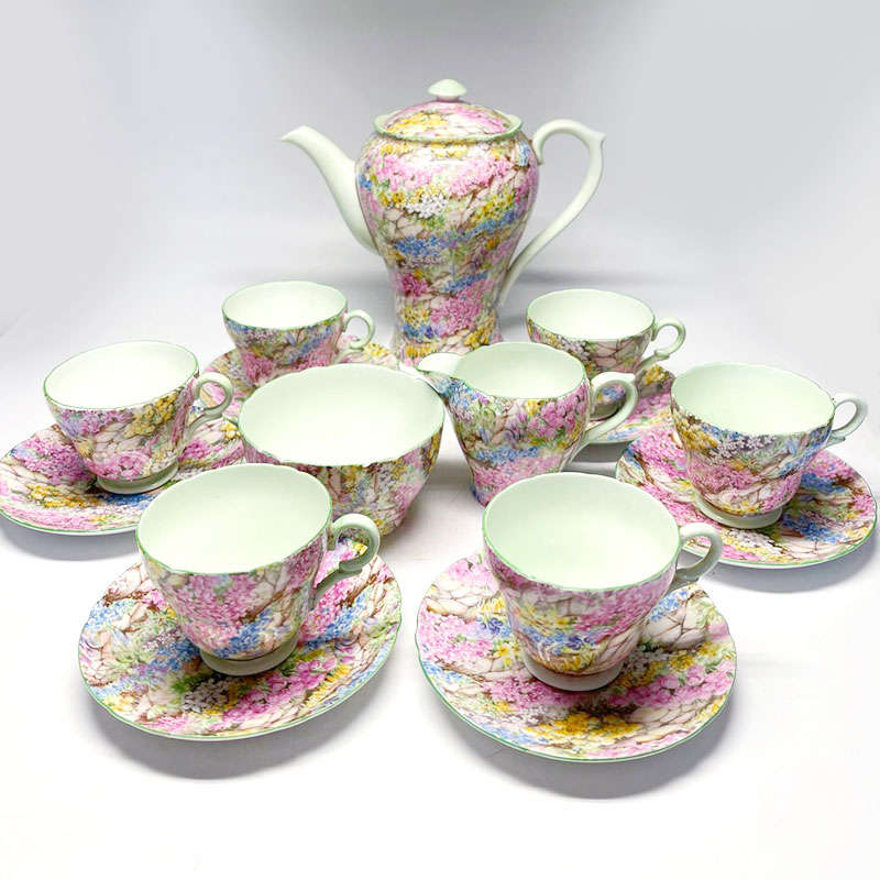 Shelley Rock Garden Pattern Coffee Set Chintz