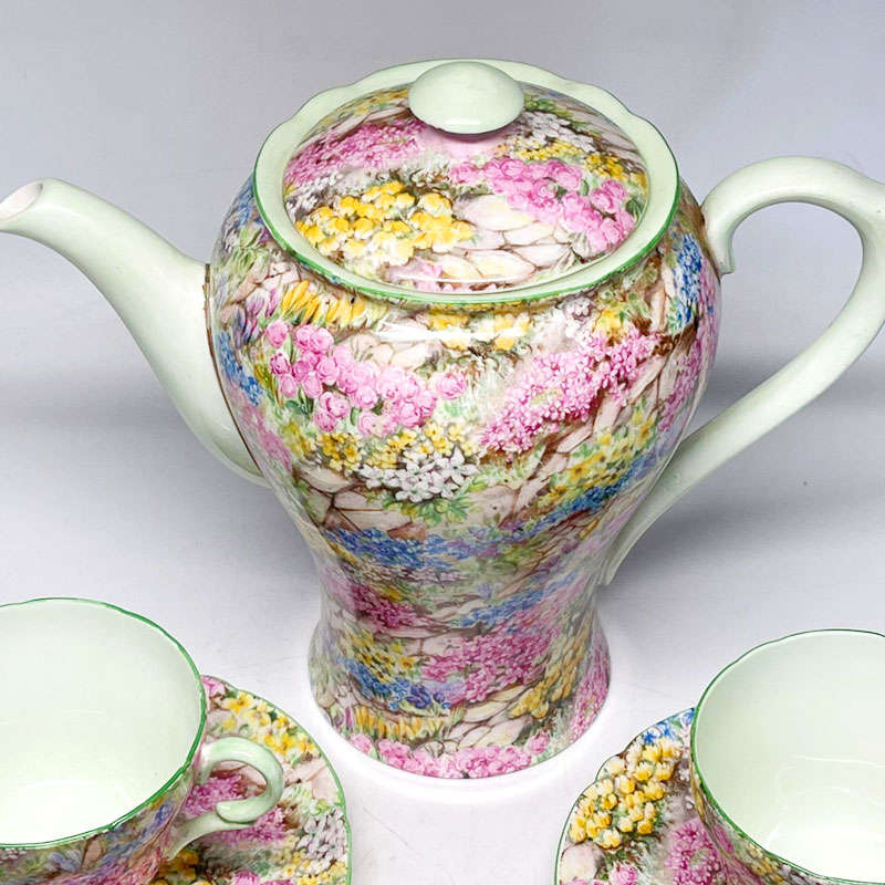 Shelley Rock Garden Pattern Coffee Set Chintz