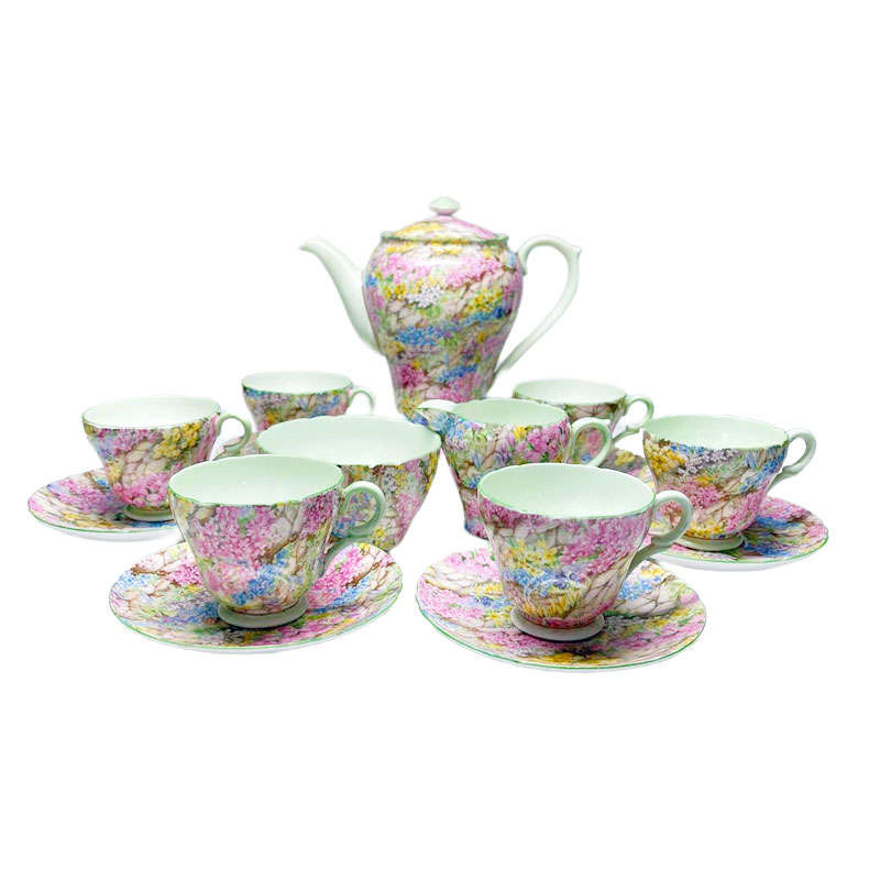 Shelley Rock Garden Pattern Coffee Set Chintz