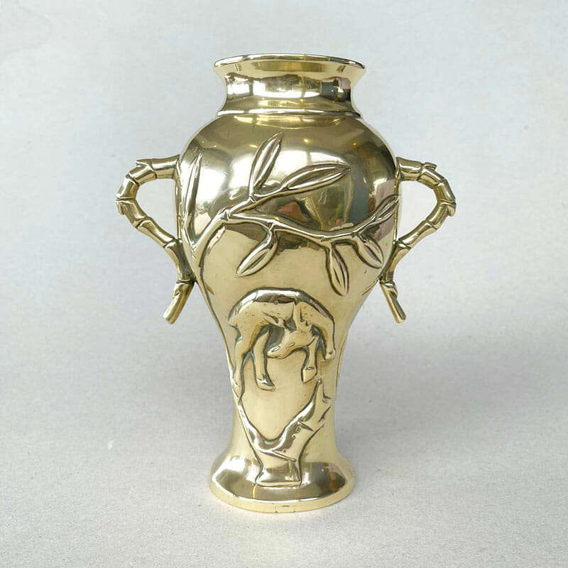 Chinese Brass Deer Vase
