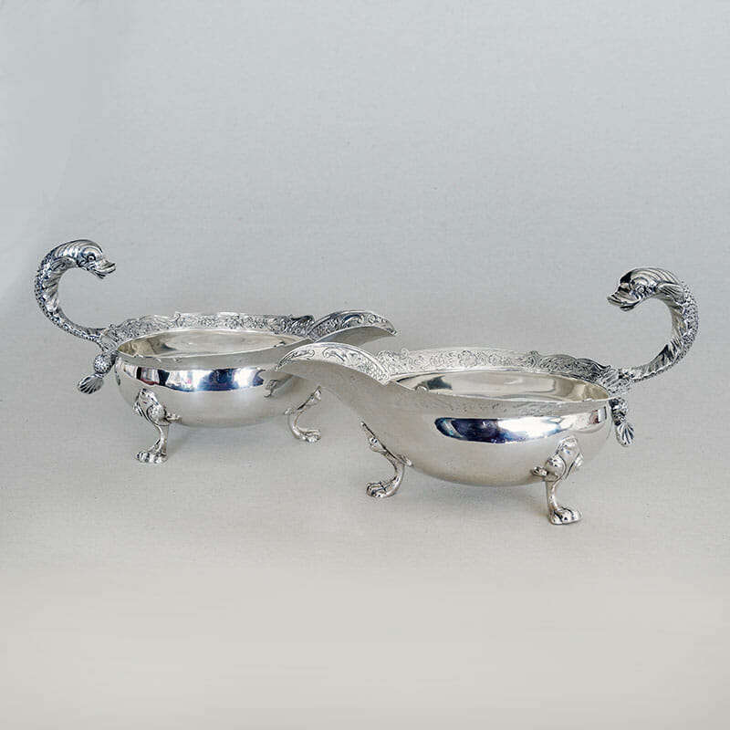 Rare Pair Hallmarked Silver Sauce Boats London 1902 C Pilling