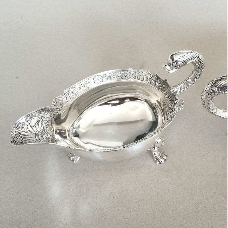 Rare Pair Hallmarked Silver Sauce Boats London 1902 C Pilling