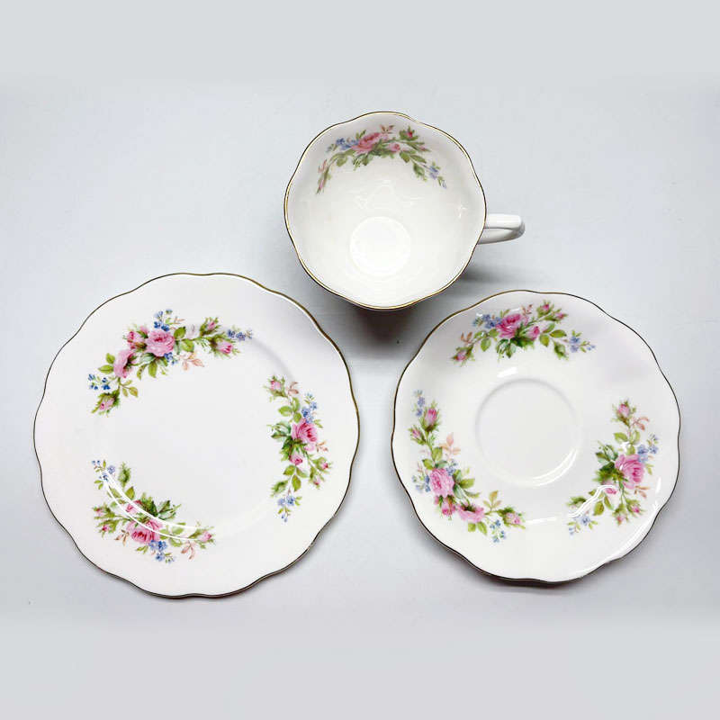 Royal Albert Countess Moss Rose Tea Trio